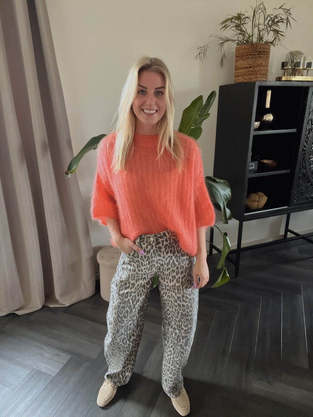 Leopard balloon jeans